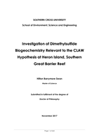Investigation of dimethylsulfide biogeochemistry relevant to the CLAW hypothesis at Heron Island, Southern Great Barrier Reef