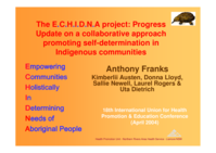 The ECHIDNA project: progress update on a collaborative project promoting self-determination in Indigenous communities