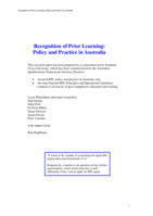 Recognition of prior learning: policy and practice in Australia