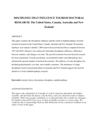 Disciplines that influence tourism doctoral research: the United States, Canada, Australia and New Zealand