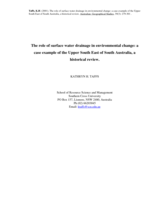 The role of surface water drainage in environmental change: a case example of the Upper South East of South Australia; an historical review