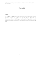 Reconciling interorganisational relationships: a metatheoretical analysis and systhesis of ten IOR theories