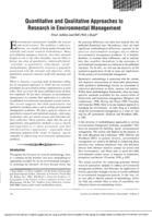 Quantitative and qualitative approaches to research in environmental management