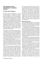 The teaching of food technology in secondary schools