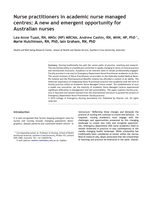 Nurse practitioners in academic nurse managed centres: a new and emergent opportunity for Australian nurses