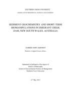 Sediment geochemistry and short-term biomanipulations in Emigrant Creek Dam, New South Wales, Australia