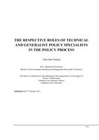 The respective roles of technical and generalist policy specialists in the policy process