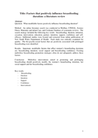 Factors that positively influence breastfeeding duration to 6 months: a literature review