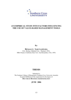 An empirical study into factors influencing the use of value-based management tools