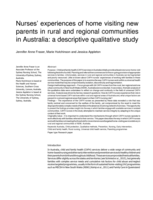 Nurses’ experiences of home visiting new parents in rural and regional communities in Australia: a descriptive qualitative study