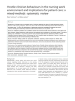 Hostile clinician behaviours in the nursing work environment and implications for patient care: a mixed-methods systematic review