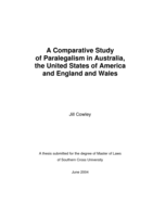 A comparative study of paralegalism in Australia, the United States of America and England and Wales