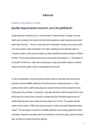 Editorial: Quality improvement research: can it be published?