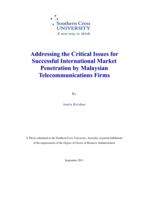 Addressing the critical issues for successful international market penetration by Malaysian telecommunications firms