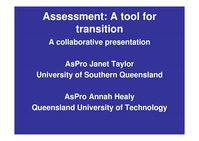 Assessment: a tool for transition: a collaborative presentation
