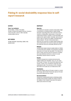 Faking it: social desirability response bias in self-report research