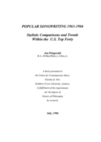 Popular songwriting 1963-1966 : stylistic comparisons and trends within the U.S. top forty