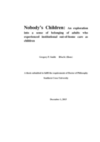 Nobody's children : an exploration into a sense of belonging of adults who experienced institutional out-of-home care as children