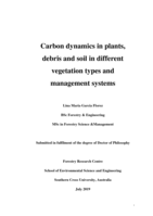 Carbon dynamics in plants, debris and soil in different vegetation types and management systems
