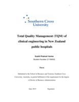 Total quality management (TQM) of clinical engineering in New Zealand public hospitals