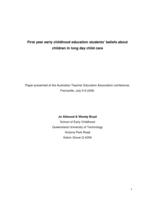 First year early childhood education students’ beliefs about children in long day child care