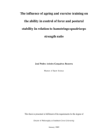 The influence of ageing and exercise training on the ability in control of force and postural stability in relation to hamstrings: quadriceps strength ratio