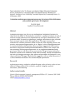 Evaluating academic governance processes and structures: Ethical dilemmas and academic governance development