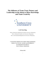 The influence of team trust, potency and leadership on the intent to share knowledge and team creativity