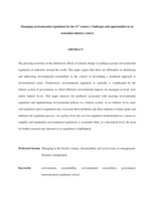Managing environmental regulations for the 21st century: challenges and opportunities in an Australian industry context