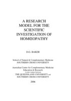 A research model for the scientific investigation of homoeopathy