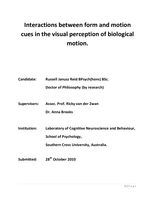 Interactions between form and motion cues in the visual perception of biological motion