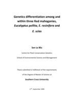 Genetic differentiation among and within three red mahoganies, <em>Eucalyptus pellita</em/>, <em>E. resinifera</em> and <em>E. scias</em>