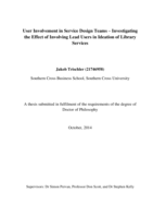 User involvement in service design teams : investigating the effect of involving users in ideation of library services