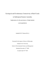 Ecological and Evolutionary Connectivity of Reef Corals in Subtropical Eastern Australia: Implications for the persistence of high-latitude coral populations