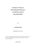 The impact of culture on risk management disclosures : an exploratory study of international banks