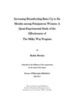 Increasing breastfeeding rates up to six months among primparous women : a quasi-experimental study of the effectiveness of the Milky Way Program