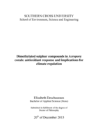 Dimethylated sulphur compounds in <em>Acropora</em> corals : antioxidant response and implications for climate regulation