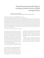 Transformational leadership in nursing: towards a more critical interpretation