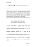Interpreting feeling: Nietzsche on the emotions and the self