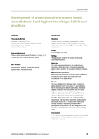 Development of a questionnaire to assess health care students’ hand hygiene knowledge, beliefs and practices