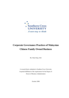 Corporate governance practices of Malaysian Chinese family owned business