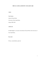 Privacy, sexual identity and aged care