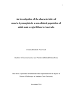 An investigation of the characteristics of muscle dysmorphia in a non-clinical population of adult male weight lifters in Australia