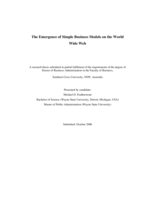 The emergence of simple business models on the World Wide Web