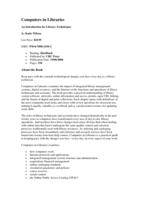 Computers in libraries : an introduction for library technicians