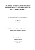 Analysis of rice grain protein composition in the context of rice grain quality