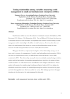 Testing relationships among variables measuring credit management in small and medium-sized enterprises (SMEs)
