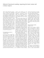 Editorial: Intentional rounding: unpacking the ritual, routine and evidence impasse