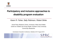 Participatory and inclusive approaches to disability program evaluation