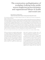 The construction and legitimation of workplace bullying in the public sector: insight into power dynamics and organisational failures in health and social care